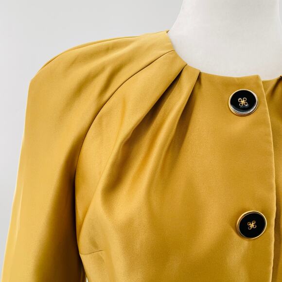 Victor Alfaro Antique Gold Satin Fitted Elegant Formal Evening Jacket Sz 6 NWT - Picture 9 of 12